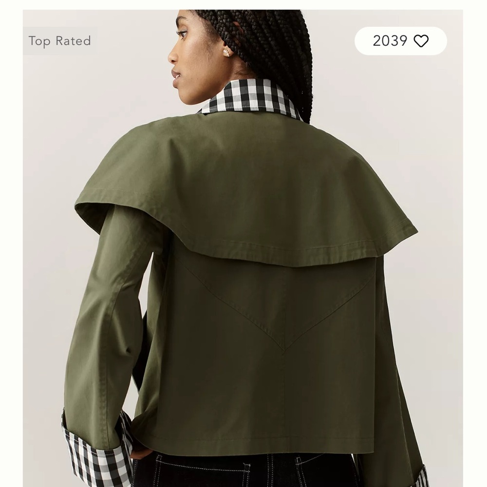 Avec Le Filles Gingham Trim Cape Jacket - Picture 4 of 6